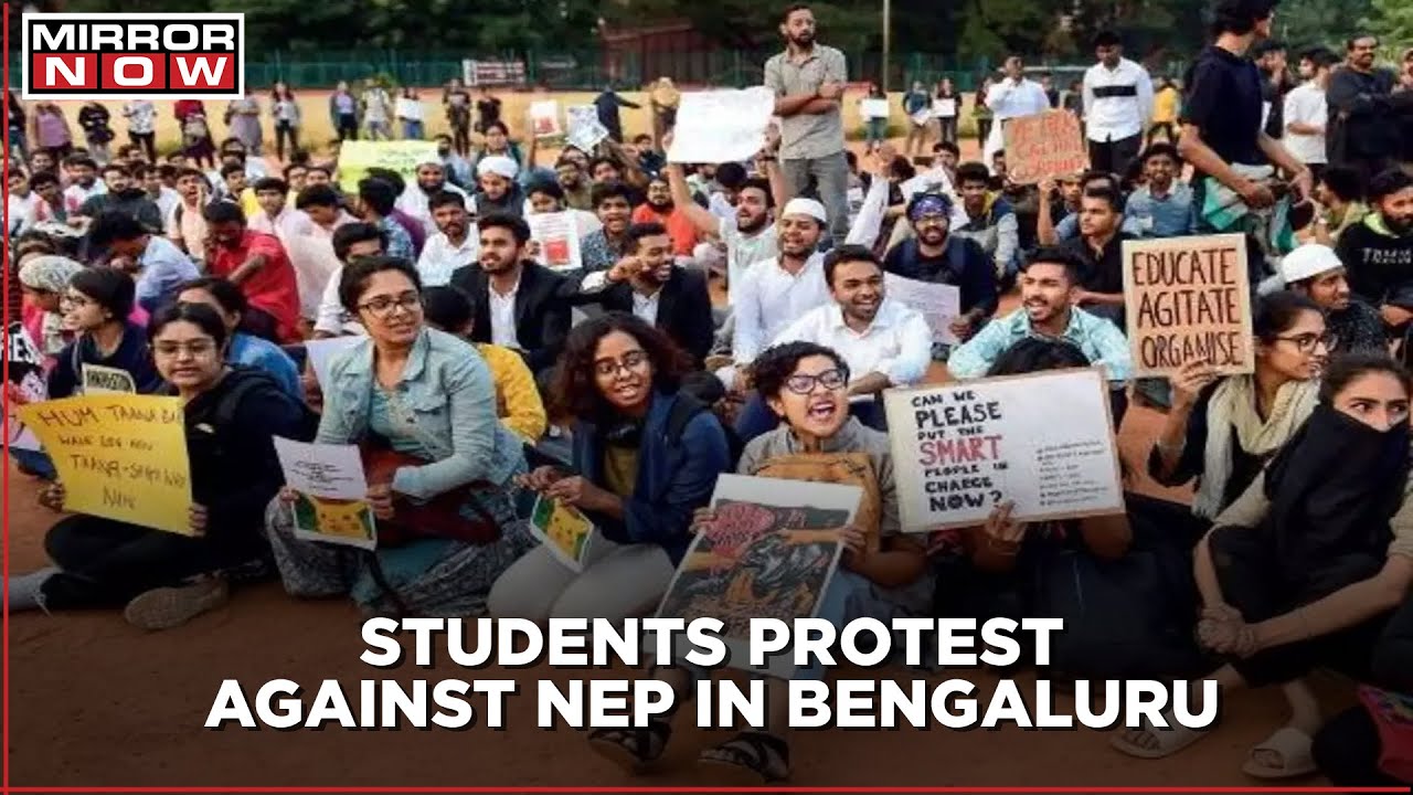 Students protest against National Education Policy (NEP) in Bengaluru