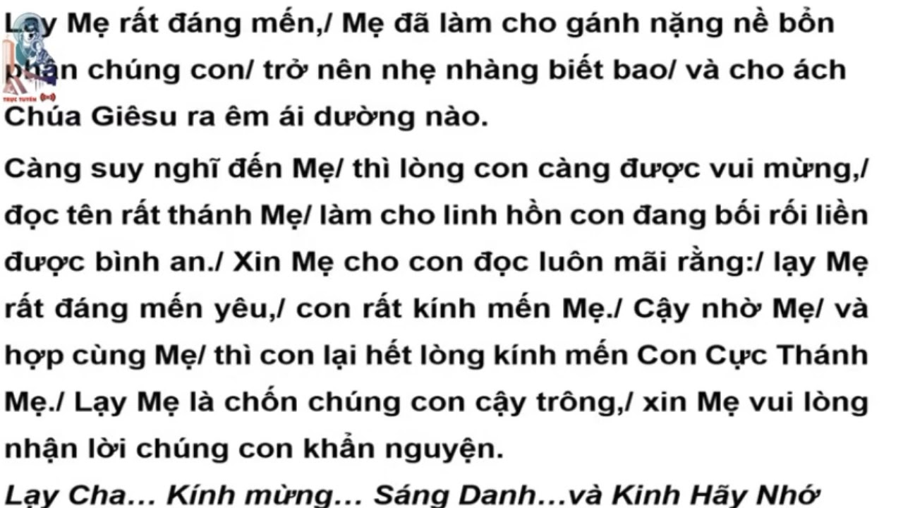 Tuần Cửu Nhật Kính Đức Mẹ Hằng Cứu Giúp (Ngày Thứ Tư)