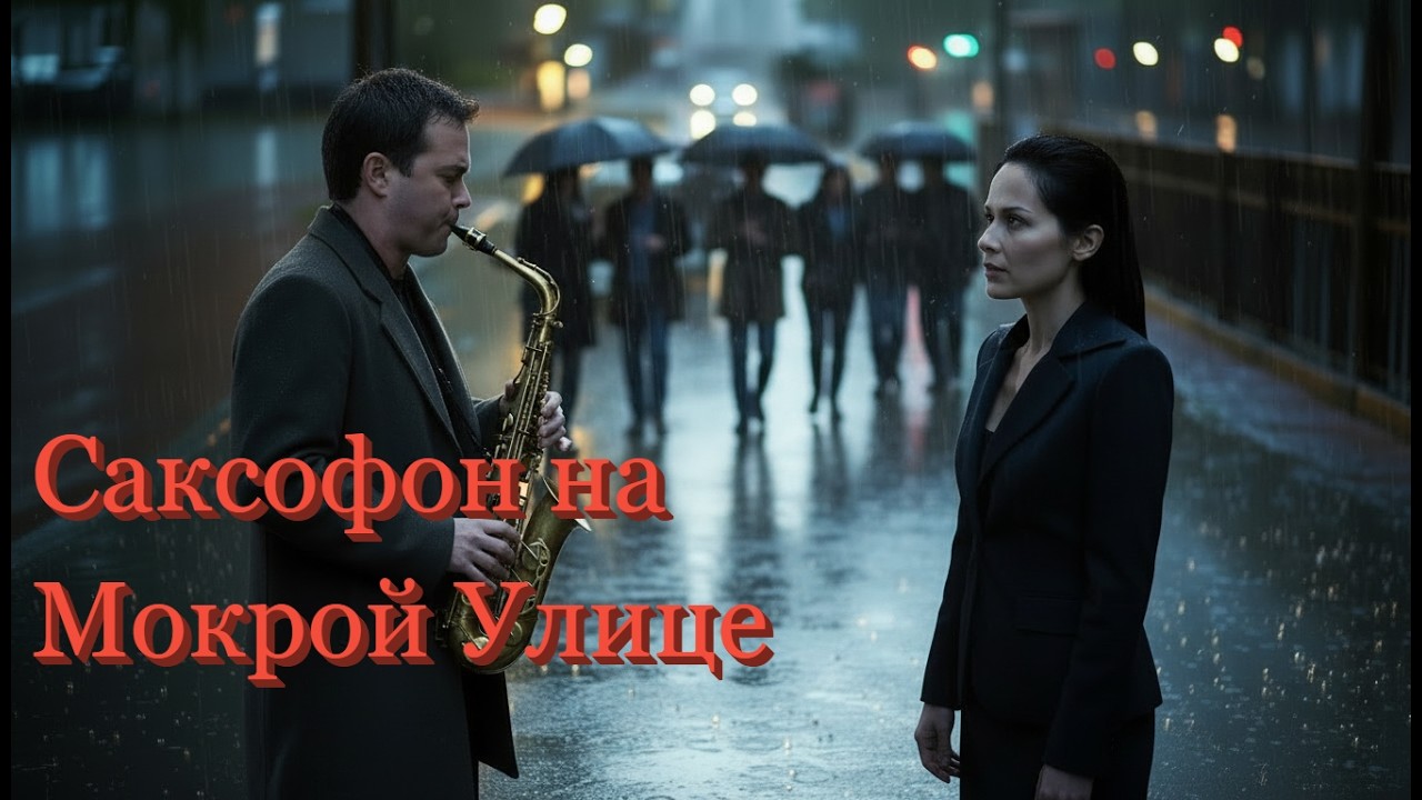 Саксофон на Мокрой Улице. Видеоклип. KLING AI, Grok AI video.