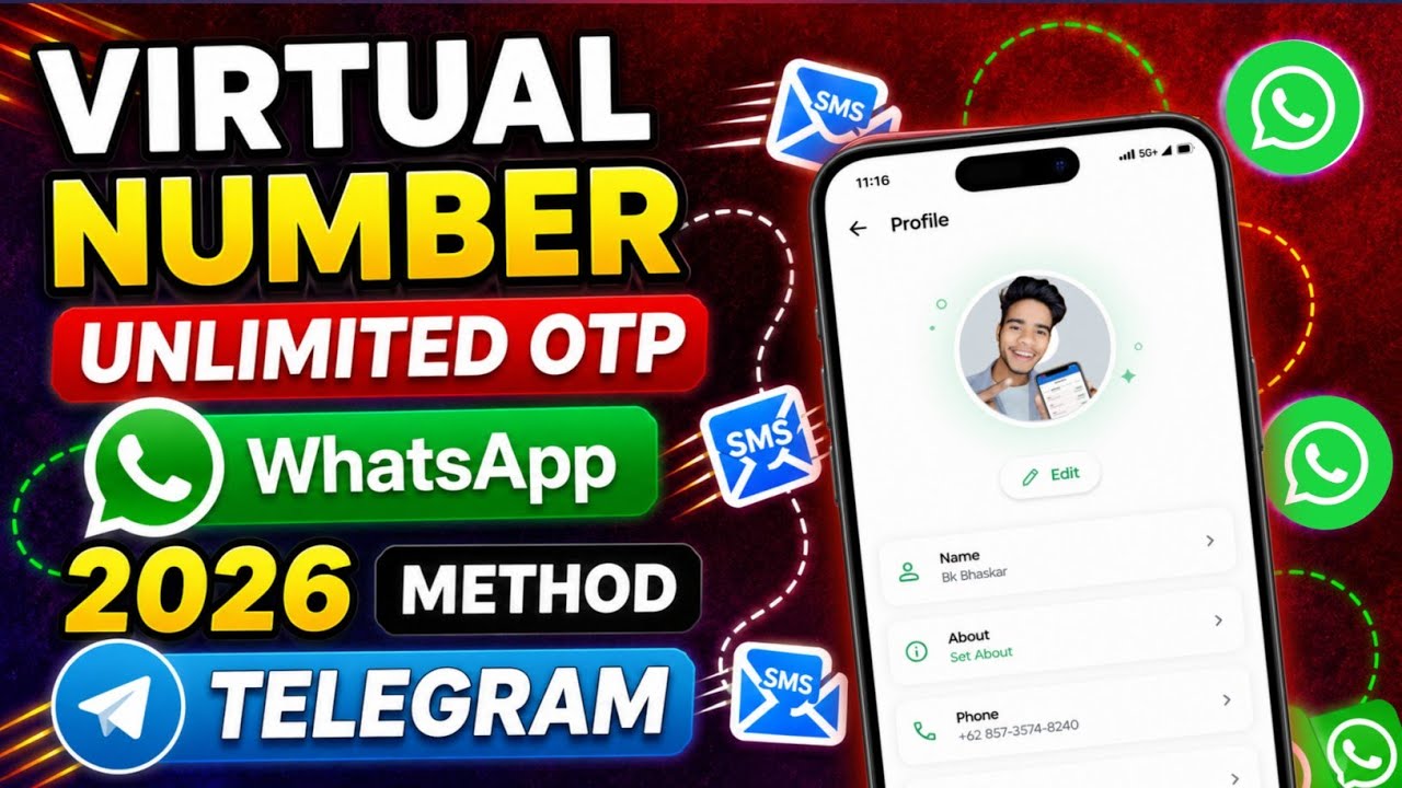 Free Virtual WhatsApp Number | How to create a fake WhatsApp 2026 | Fake WhatsApp virtual number ...