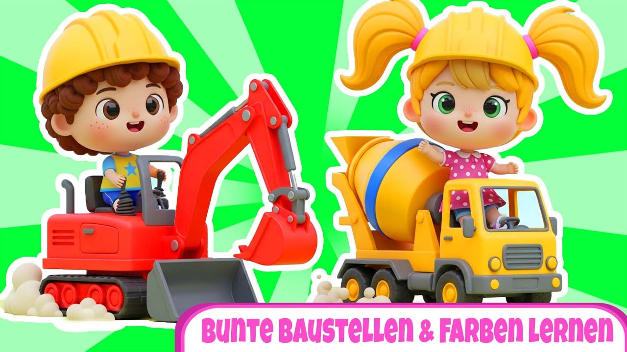🚧 Bunte Baustellen & Farben lernen – Kinderlied auf Deutsch 🎵 TierSing – Kinderlieder & Lernlieder