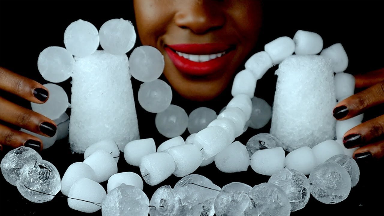 Ice Mukbang Satisfying Crunchy Sounds Ice Eating ASMR |Strings of Ice And Ice Towers!
