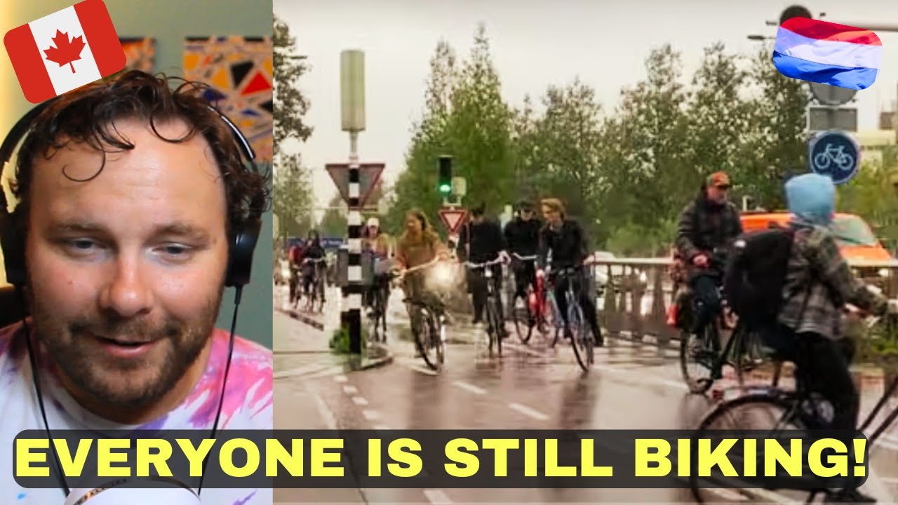 Canadian Reacts to Nobody cycles in the rain in the Netherlands