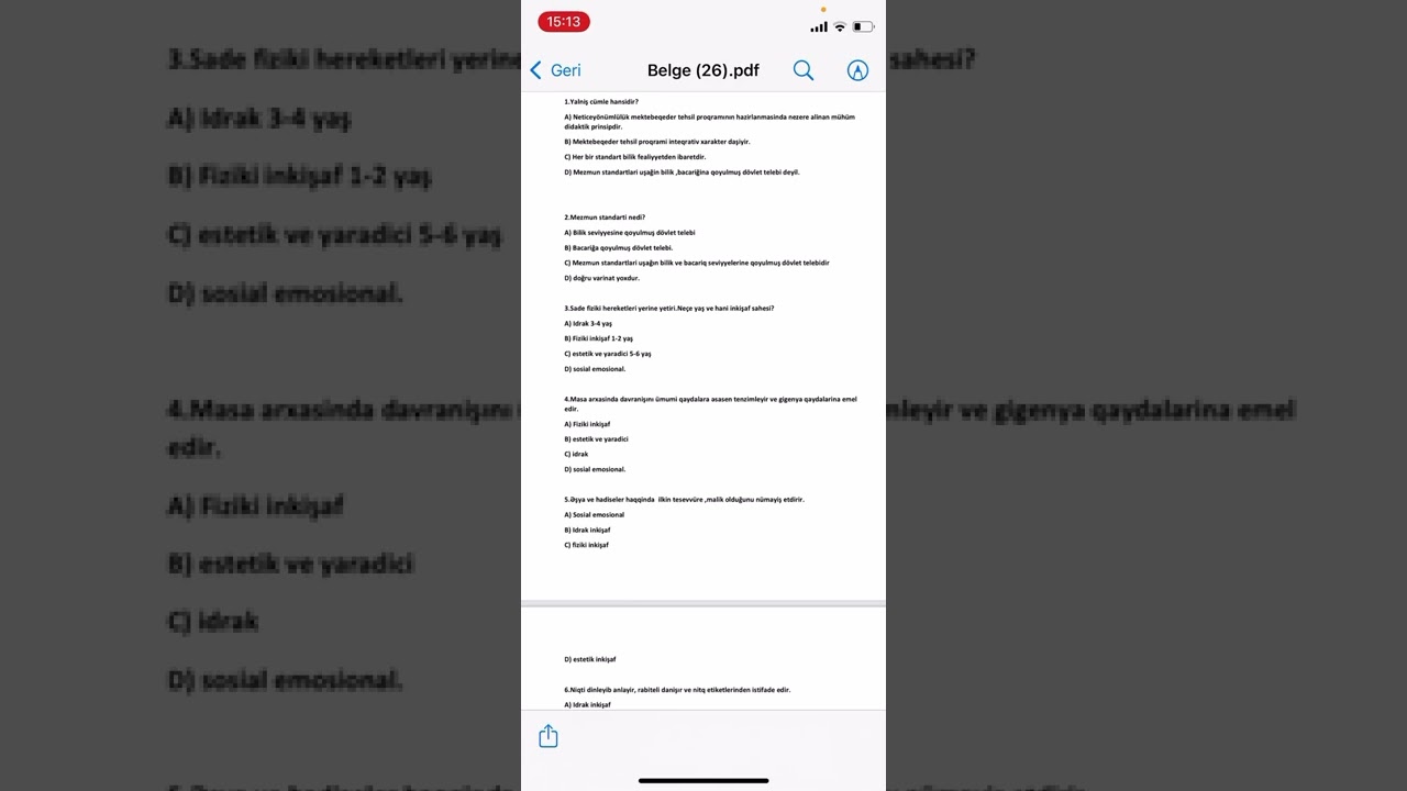 Mektebeqeder mezmun standartları. Test