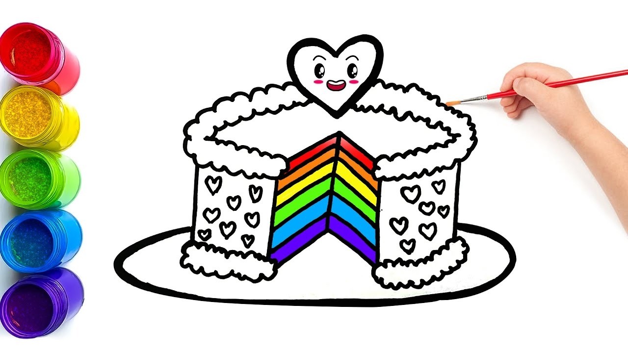How To Draw a Beautiful Rainbow Cake Easy Drawing | Birthday Cake Drawing | Colourful Cake Drawing
