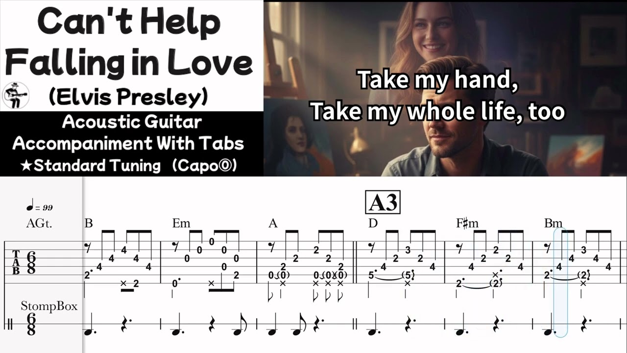 【Can't Help Falling in Love/Elvis Presley】Acoustic Guitar Accompaniment with Tabs & Chords（伴奏）