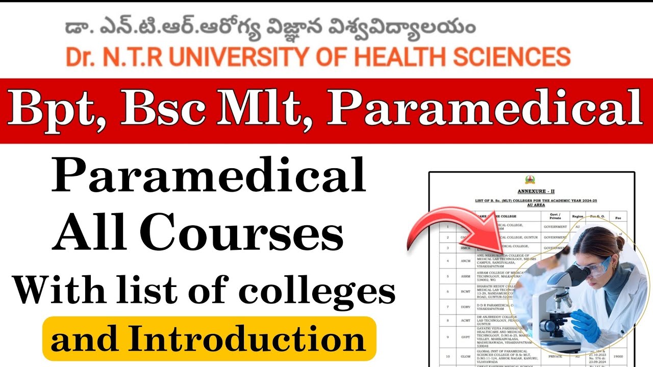 Allied Health courses Introduction & List of Colleges | Bpt & Bsc MLT paramedical 2025 | NTRUHS