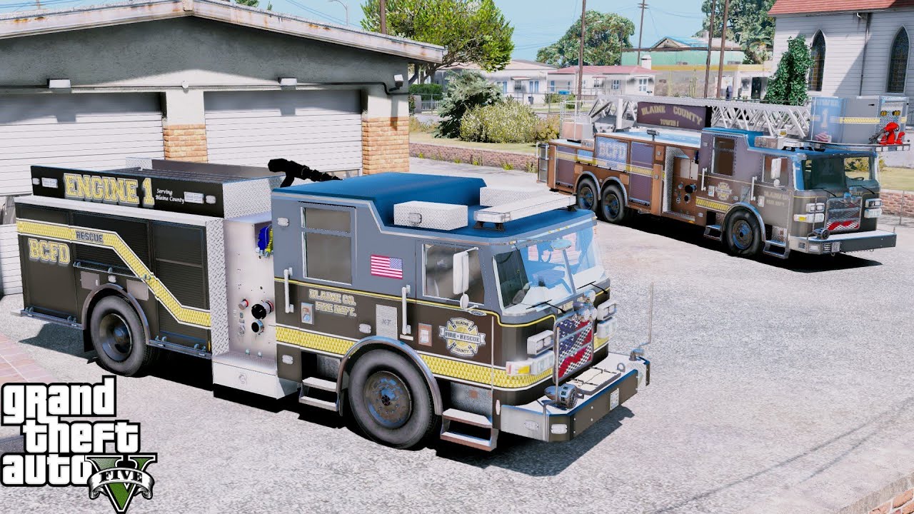GTA 5 Firefighter Mod New Blaine County Fire Department Engine Responding To Calls