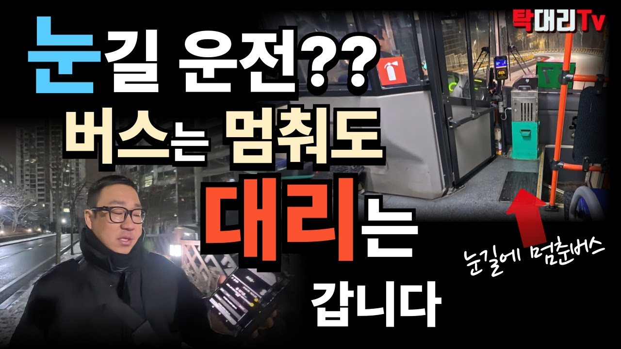눈이 많이왔던 이곳!! 버스도 멈췄는데 대리기사는 탈출할 수 있을까요??