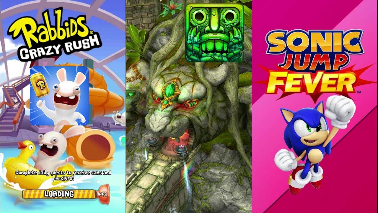 Rabbids Crazy Rush Vs Temple Run 2 Lost Jungle Vs Sonic Jump Fever - Gameplay Android