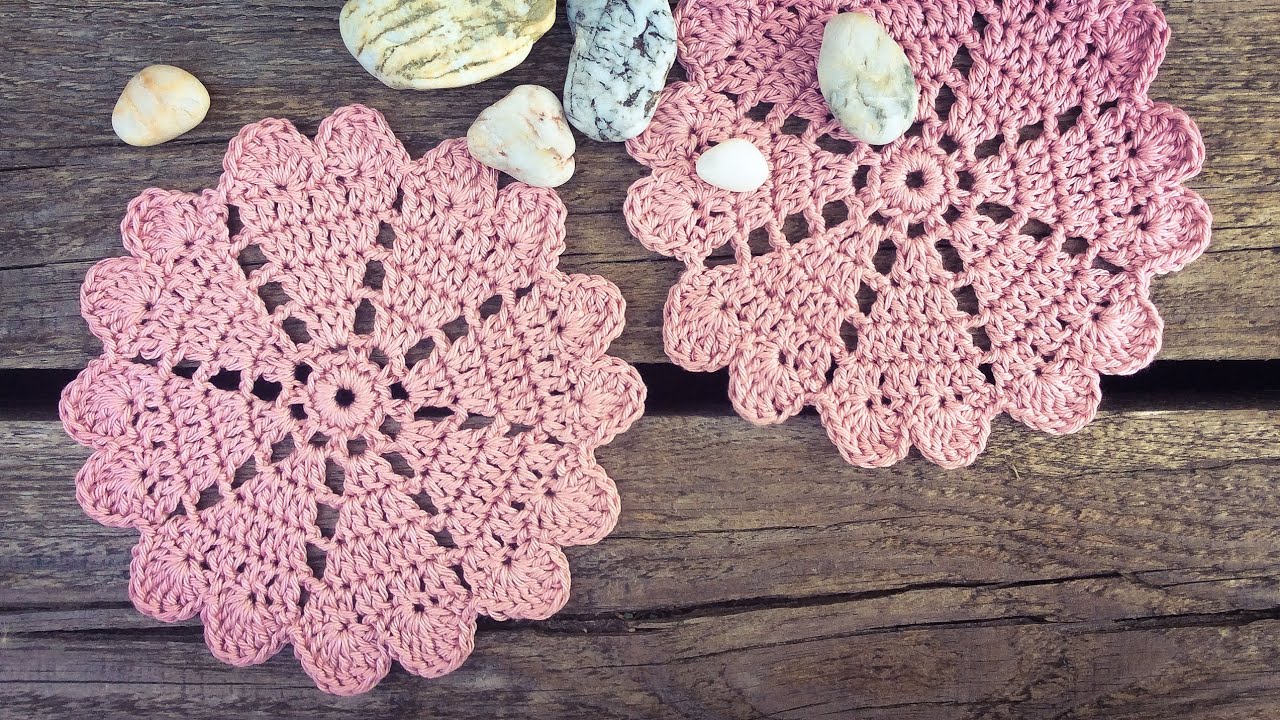 Crochet Hearts Doily Coaster Tutorial Easy For Beginners