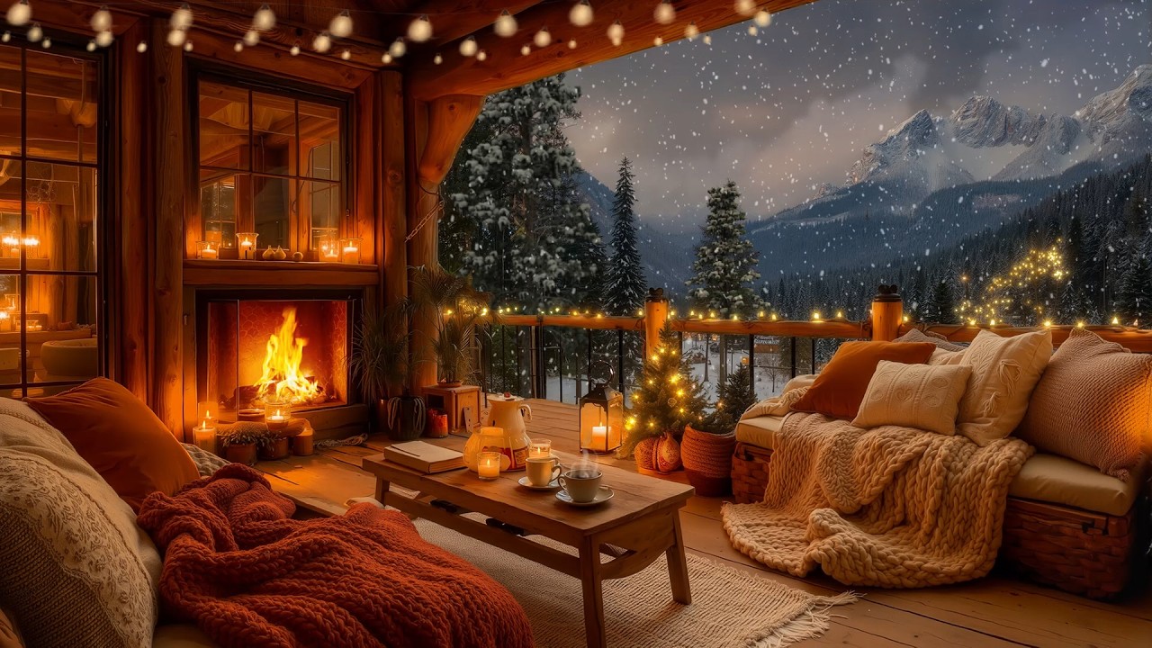 Beautiful March Winter Ambience ❄️ Peaceful Snow Night & Gentle Jazz for Study Mood