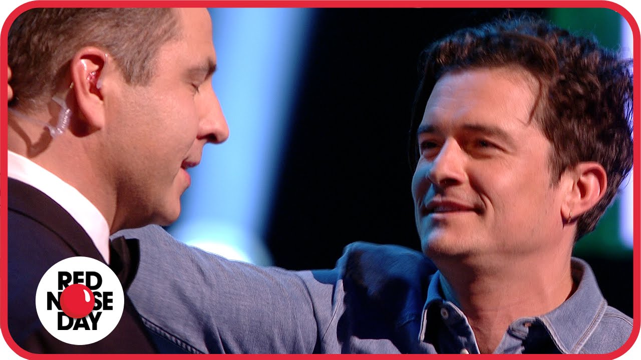 Orlando Bloom snogs David Walliams