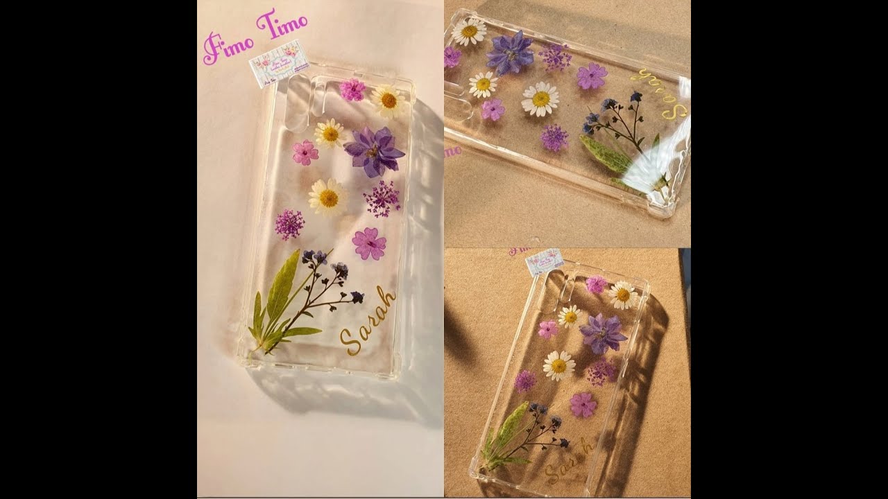 Resin(epoxy)  mobile cover   طريقه عمل كفر موبايل بالريزن pressed flowers phone case