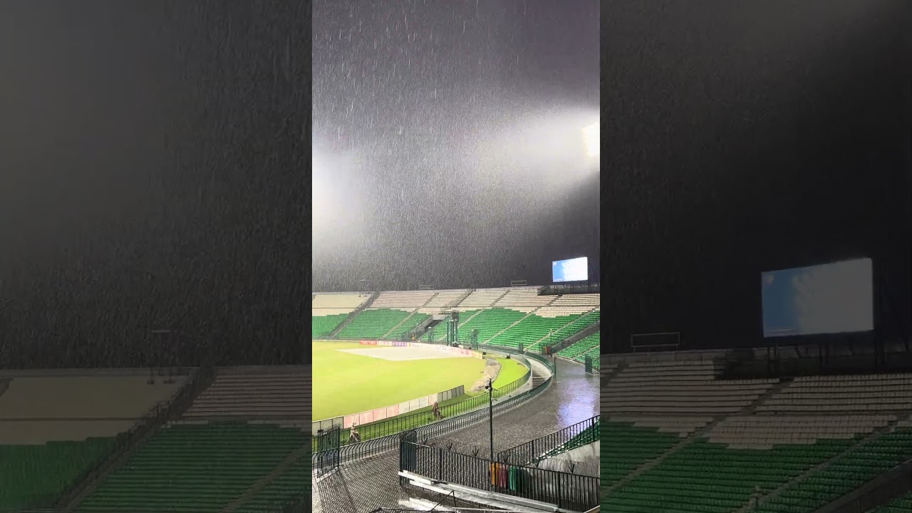 Gaddafi stadium Lahore In Heavy Rain #asiacup2025 #cricket #gaddafistadiumlahorerenovation