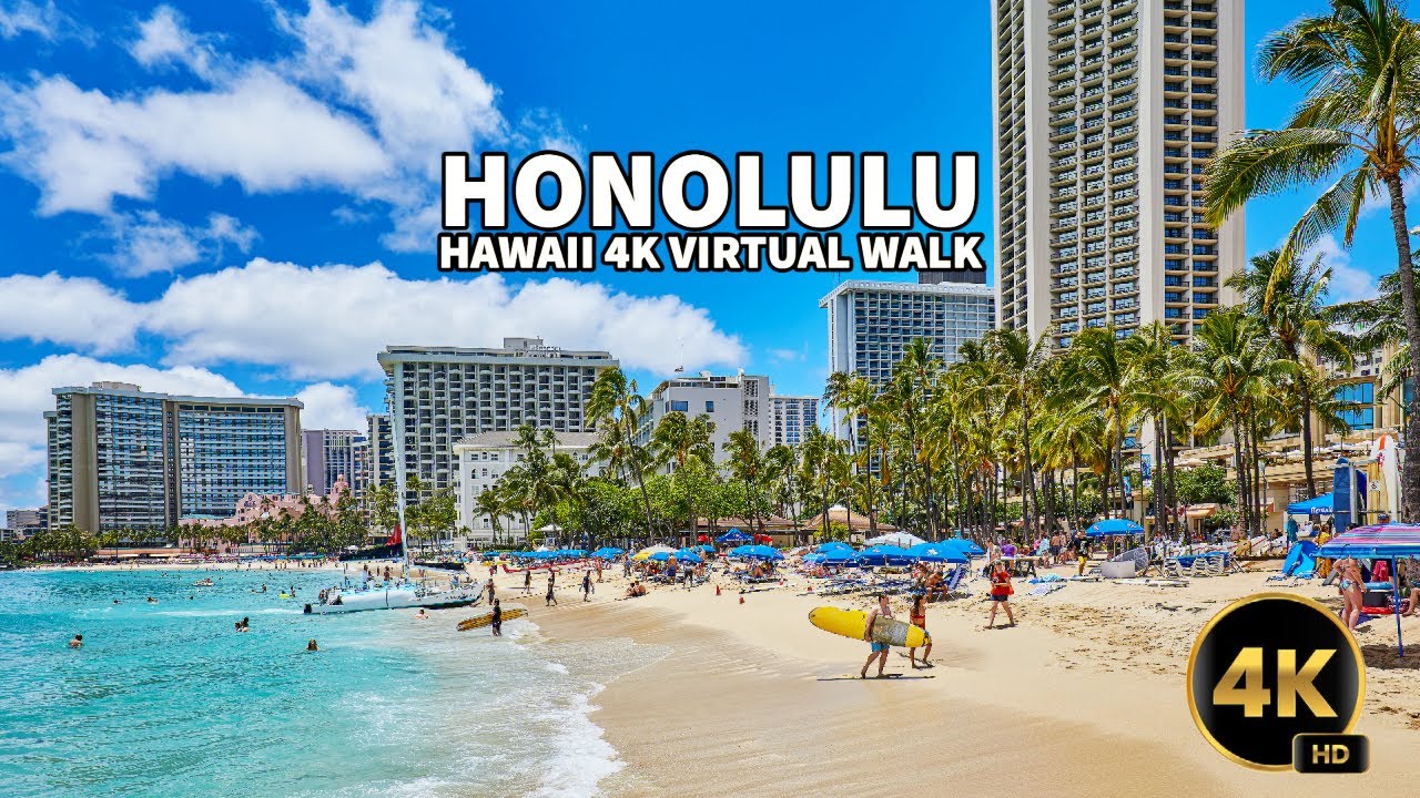 Honolulu Hawaii 4K | Virtual Walking Tour: RELAXING