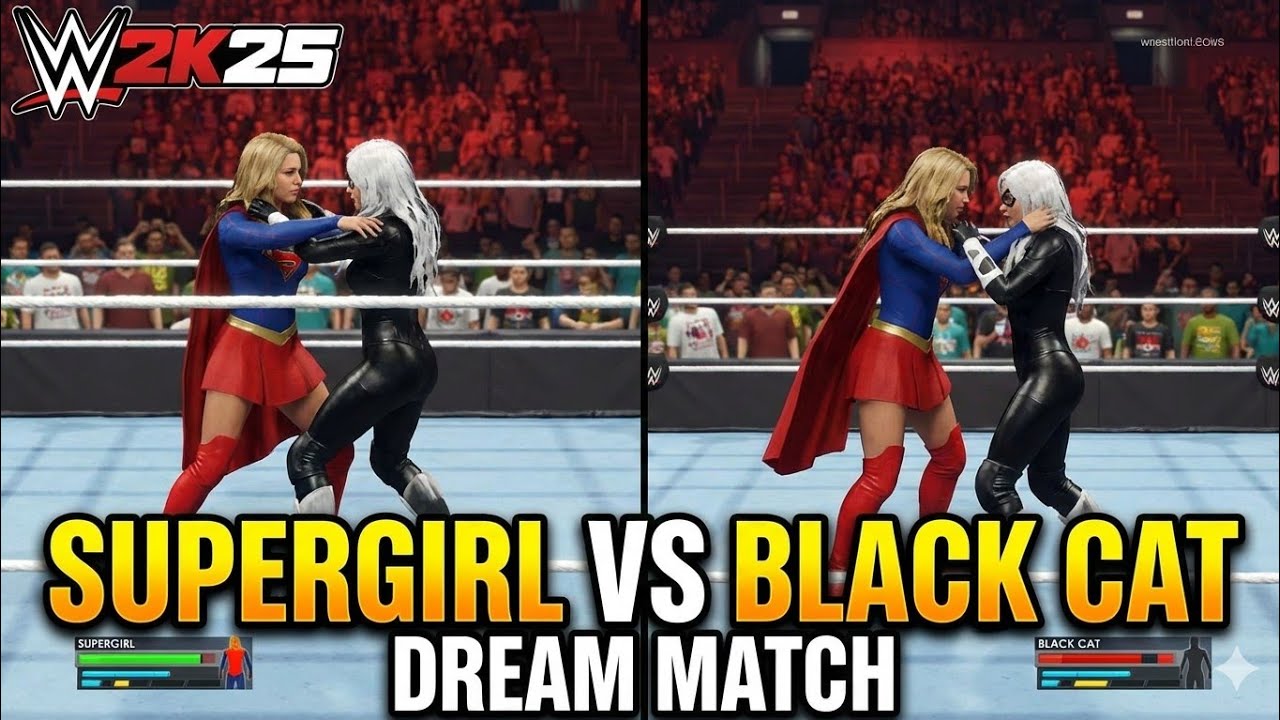 WWE 2K25 Super girl Vs Black Cat Match 
