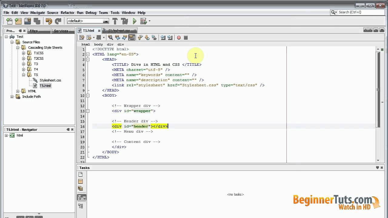 Beginner HTML tutorial # 12 - Div tags in HTML5