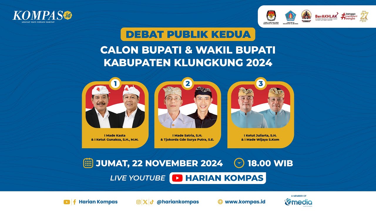 LIVE: Debat Publik Calon Bupati dan Wakil Bupati Kabupaten Klungkung 2024