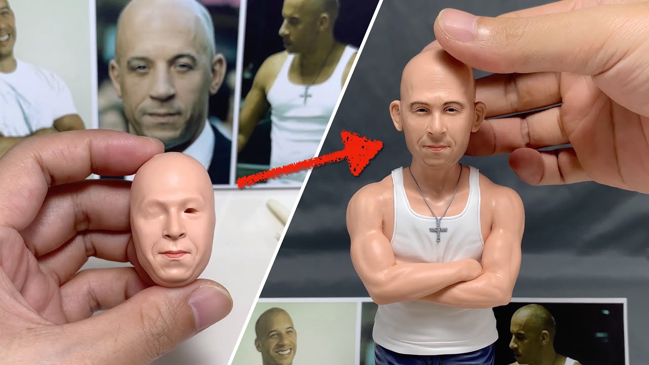 Vin Diesel sculpture handmade from polymer clay, the full sculpturing process【Clay Artisan JAY】