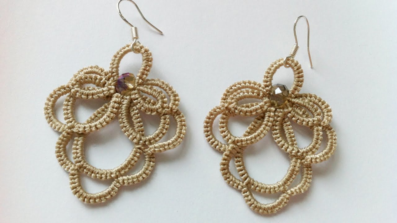 Серьги фриволите иглой видео мастер класс для начинающих. DIY earrings frivolite needle
