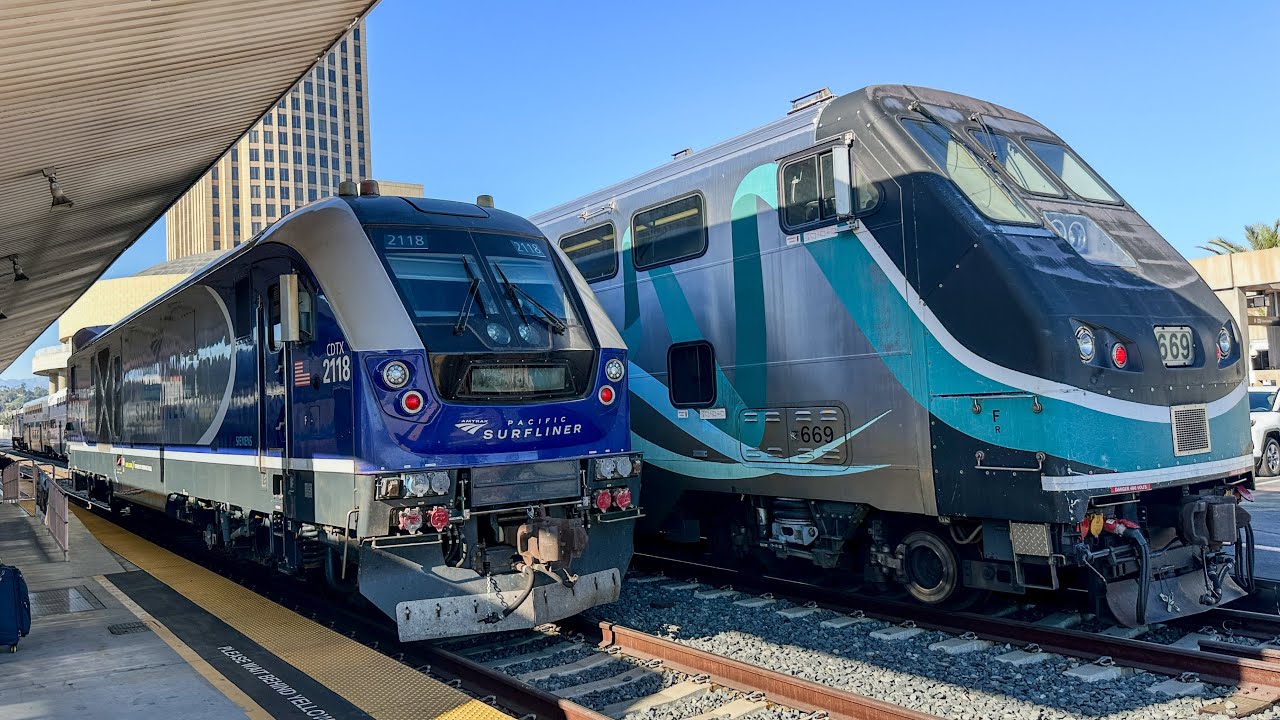 Non-Stop Metrolink and Amtrak Evening Rush Hour Trains at Los Angeles Union Station