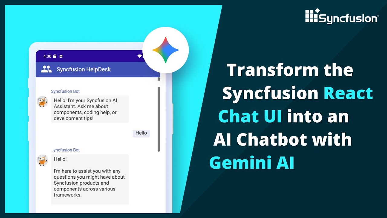 Преобразуйте пользовательский интерфейс чата Syncfusion React в чат-бота на основе искусственного...