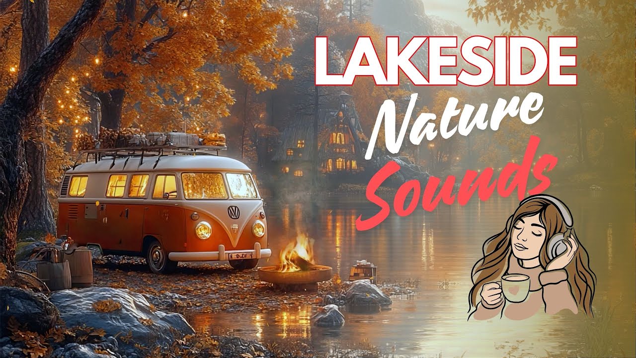 Autumn Lakeside Ambience | Campfire & Relaxing Nature Sounds