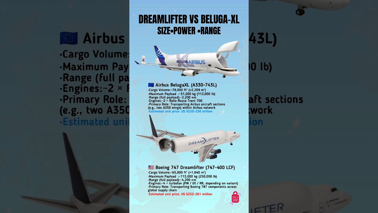 Boeing Dreamlifter vs Airbus BelugaXL &ndash; Cargo Giants Compared!