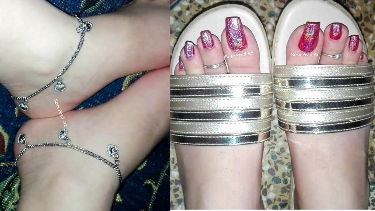 How to Turn Simple Polish HOLOGRAPHIC- Red Holo Pedicure- Silver Feet Jewelry + Open Toe Foot Wear