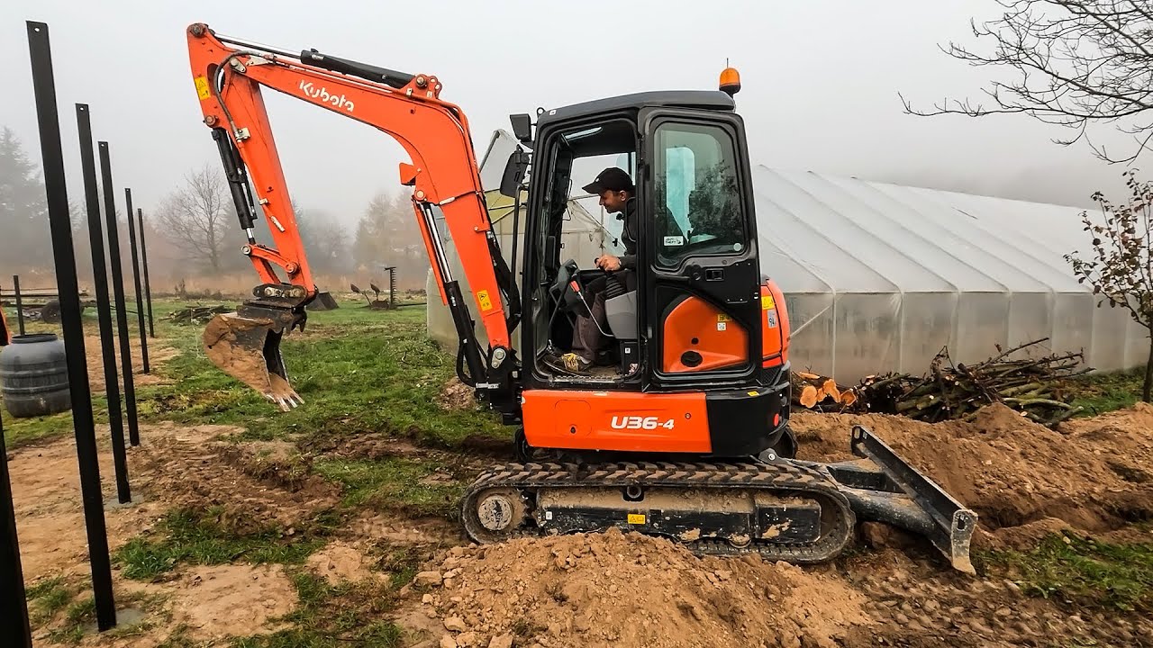 MINIKOPARKA KUBOTA w AKCJI - wykop pod kabel ziemny na 100 metrów