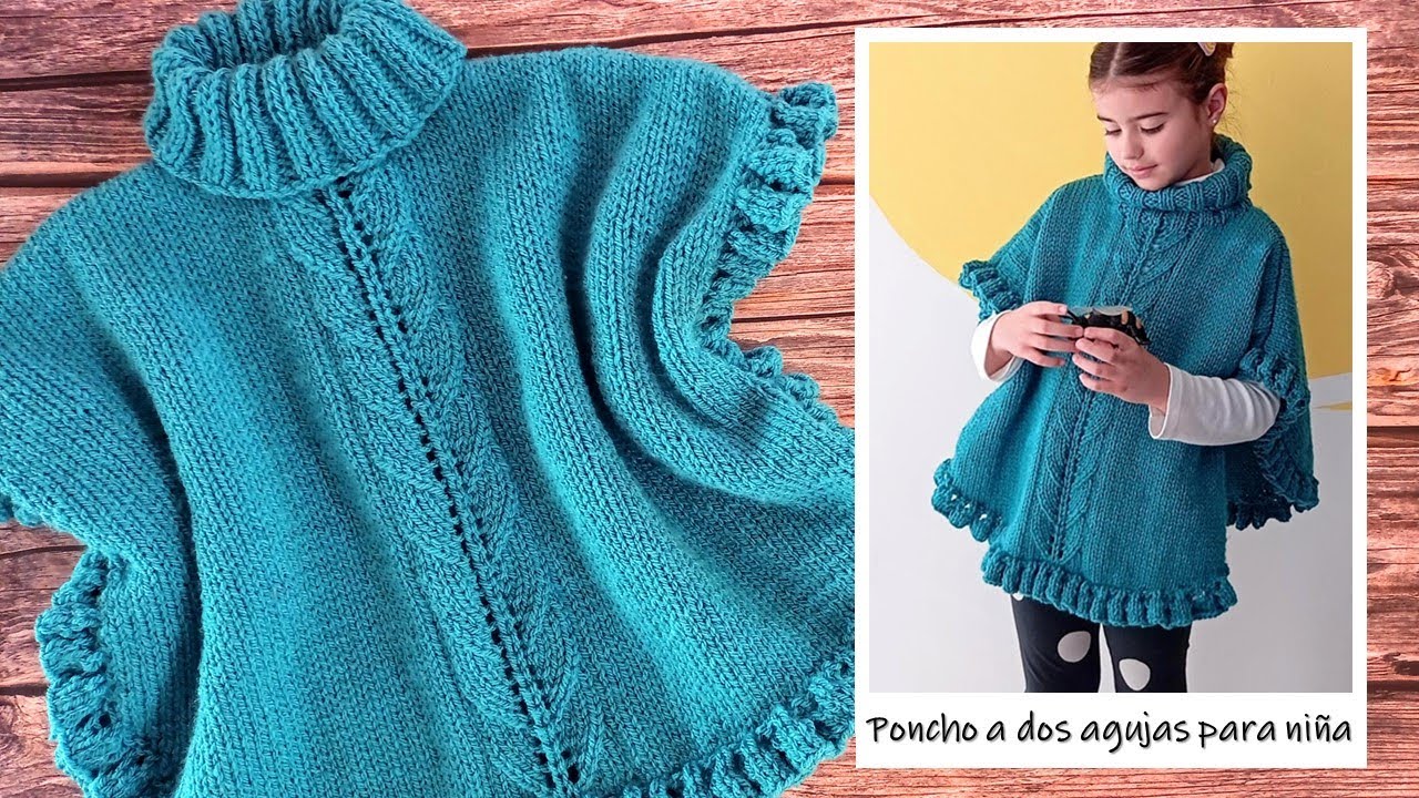 Poncho a dos agujas para niña ¡LINDÍSIMO y paso a paso!!