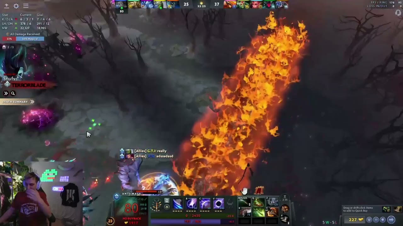 Arteezy is raging after got sunder by Terrorblade