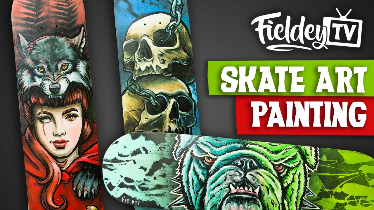 Skateboard art speed painting - three decks in three days