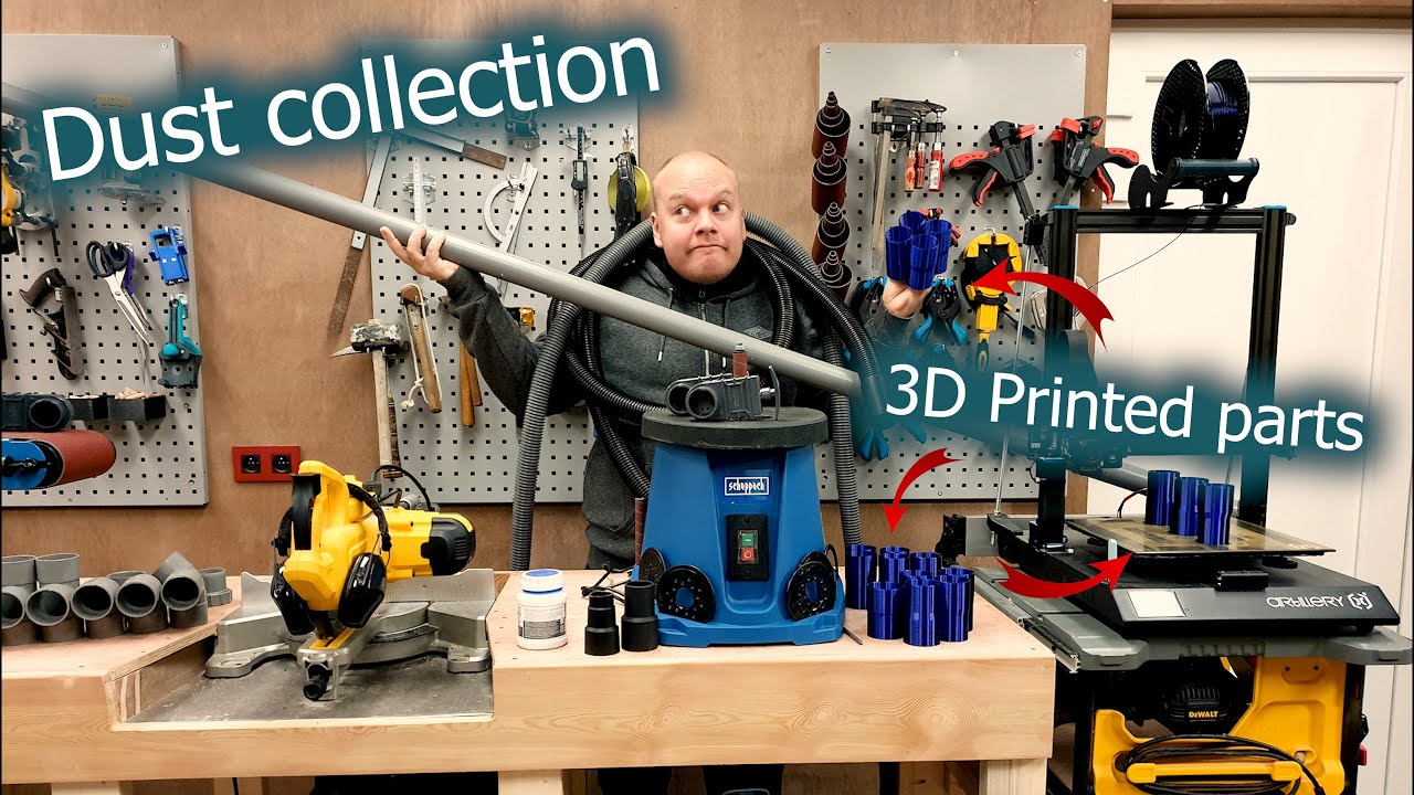 Dust collection with 3D printed parts and step by step Fusion 360 tutorial