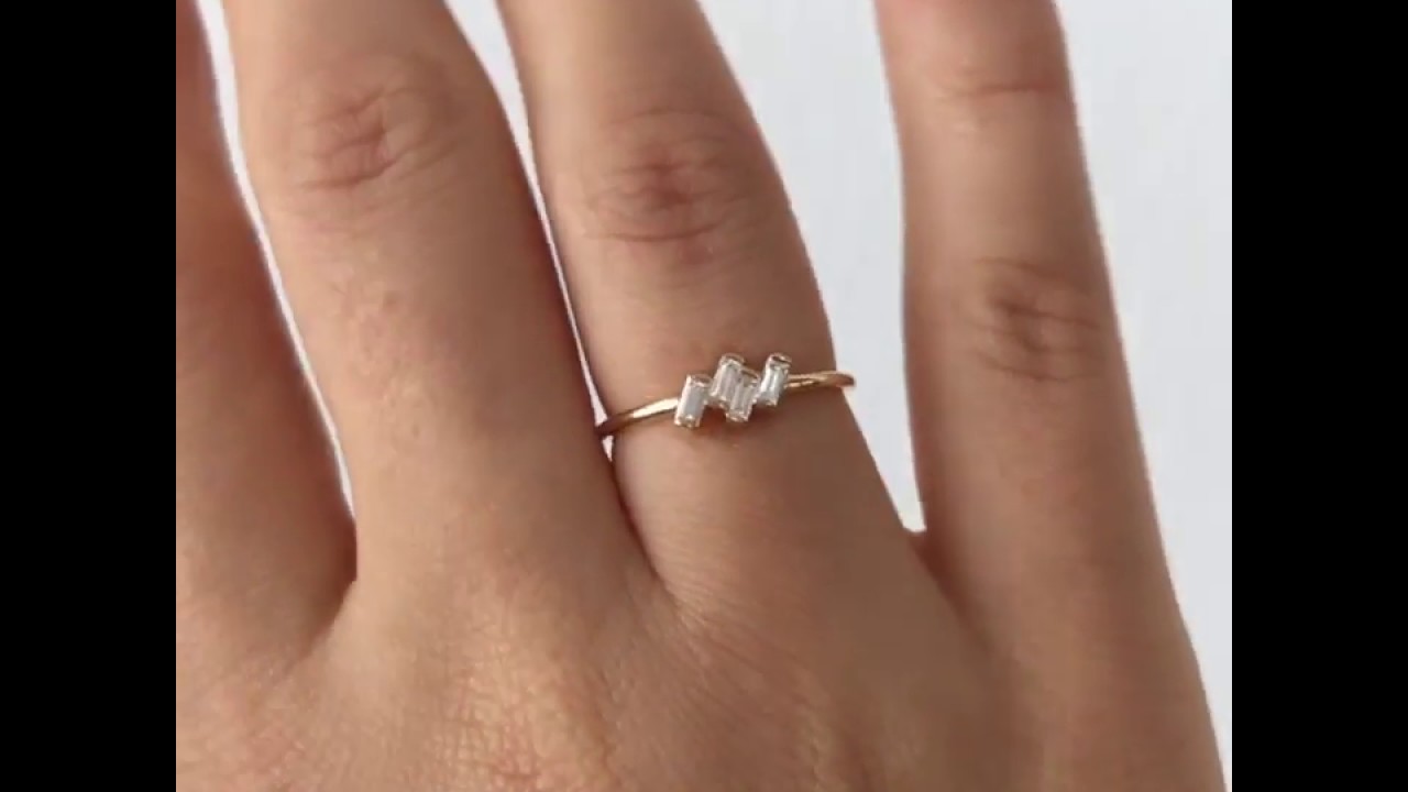 Four Baguette Cut Diamonds Set In A Tilted Composition