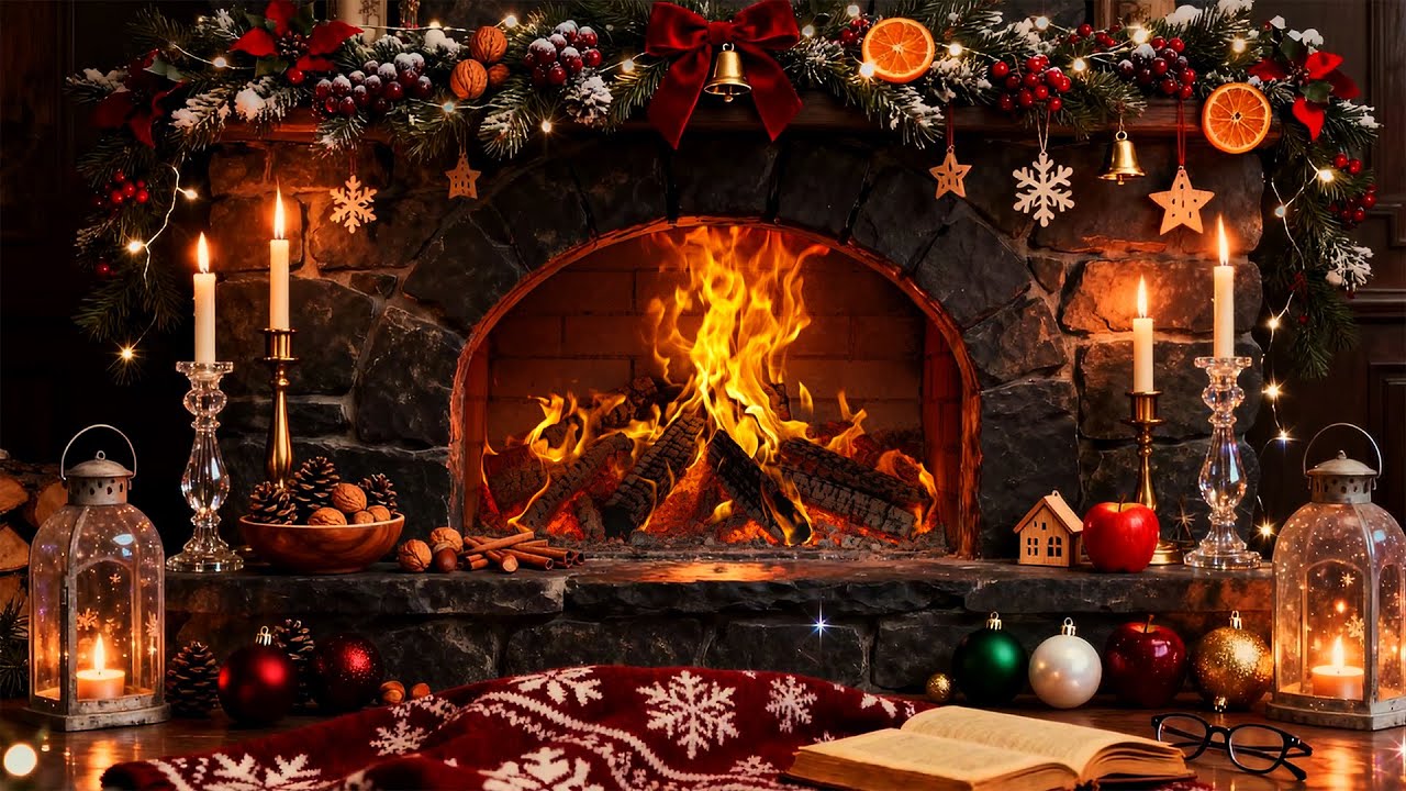 Cozy Christmas Fireplace Ambience 🔥🎄 Warm Crackling Fire & Holiday Magic Atmosphere ✨