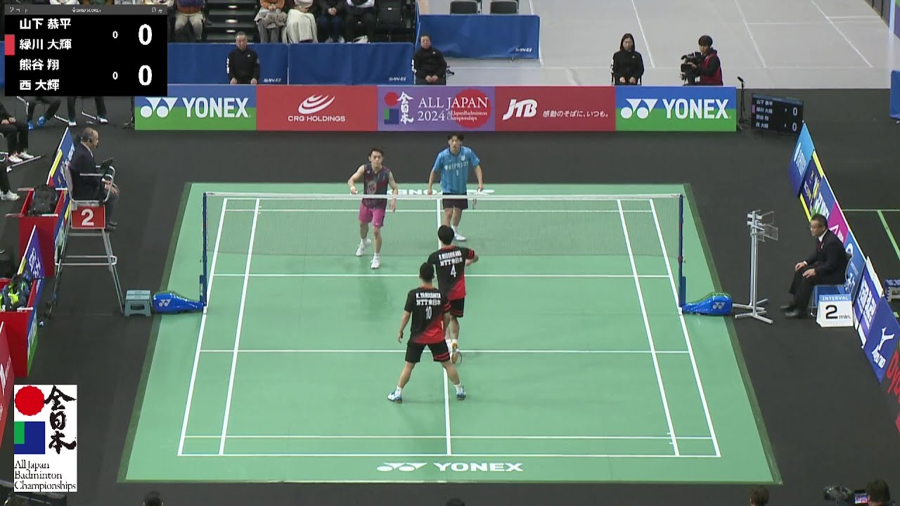 【総合2024】男子ダブルス準決勝｜山下恭平／緑川大輝（NTT東日本）vs 熊谷翔（BIPROGY）／西大輝（龍谷大学）