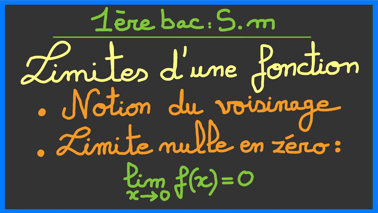 1ère bac Sm : limites d’une fonction (Notion du voisinage - Limite nulle en zéro)