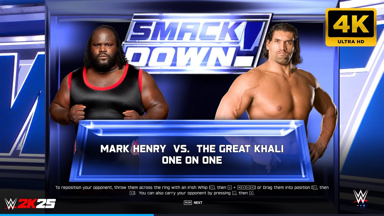 WWE 2K25 - Mark Henry vs. The Great Khali - Full Match at SmackDown (No Commentary)