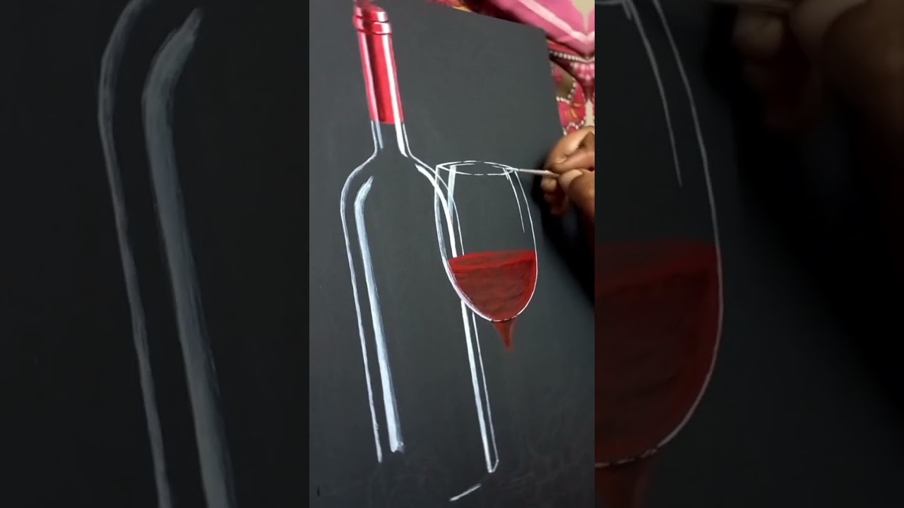 Wine bottle acrylic painting