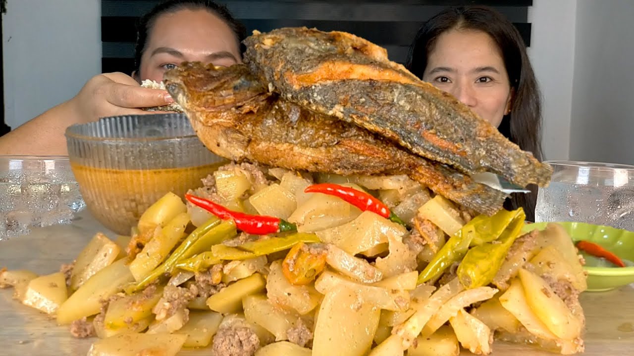 GINATAANG PAPAYA AT PRITONG TILAPIA | HEALTHY MUKBANG | MUKBANG PHILIPPINES