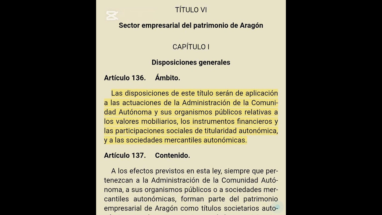TÍTULO VI Sector empresarial del patrimonio de Aragón. Ley Patrimonio Aragón 
