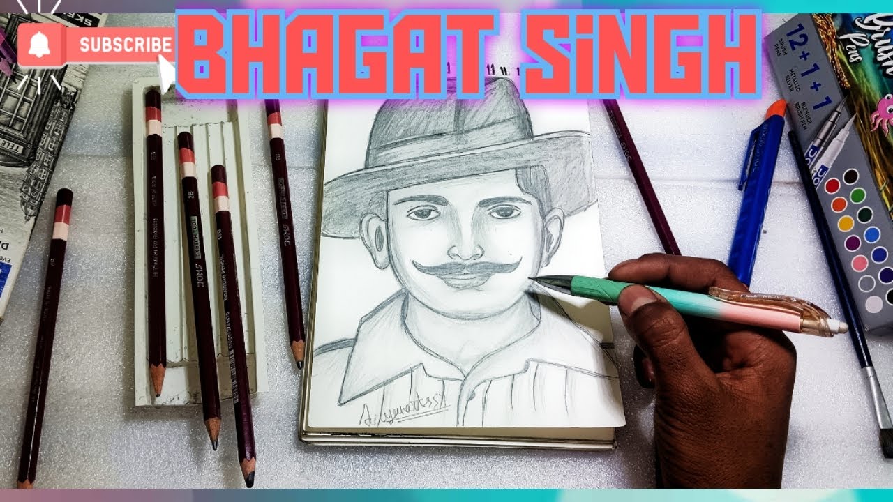Bhagat Singh sketch for republic day 😍😘🧡🇮🇳🇮🇳🇮🇳 #art #bhagatsingh #drawing #sketch artist Aryanart
