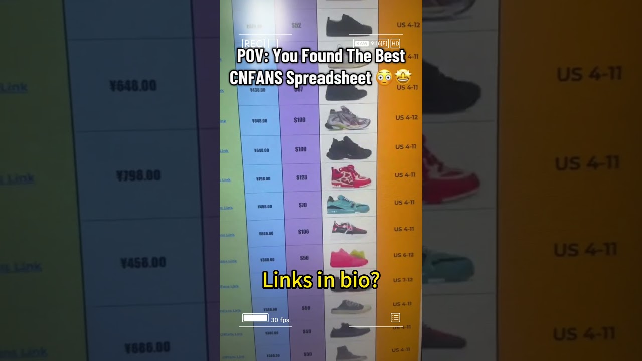 sugargoo spreadsheet #sugargoo #sneakers #athleticshoes