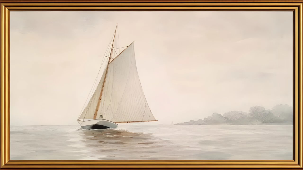 Frame TV Art 4K Screensaver for Smart TV - Calming Coastal Framed Painting with Music - 4 Hours