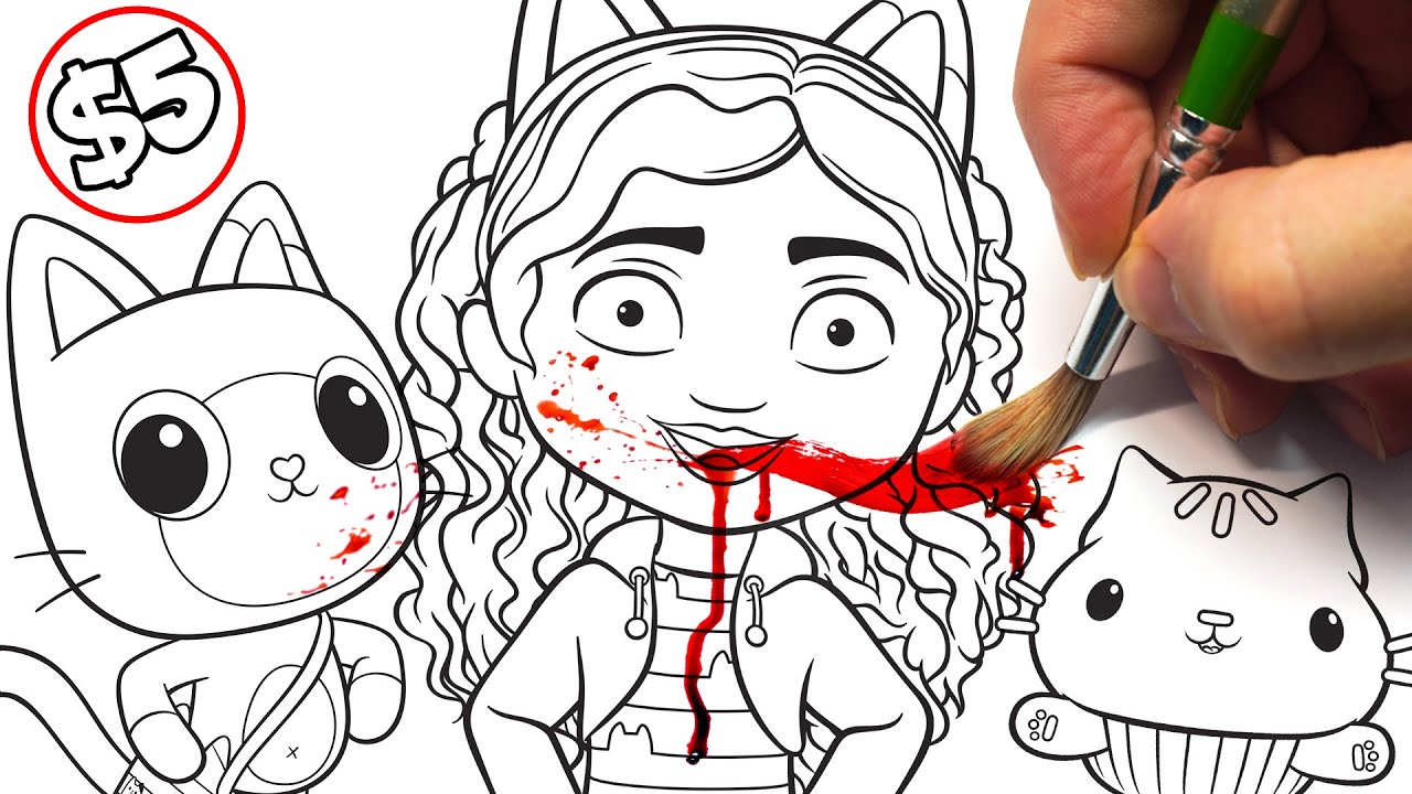 HORROR Artist vs $5 GABBY'S DOLLHOUSE Colouring Book ✍️