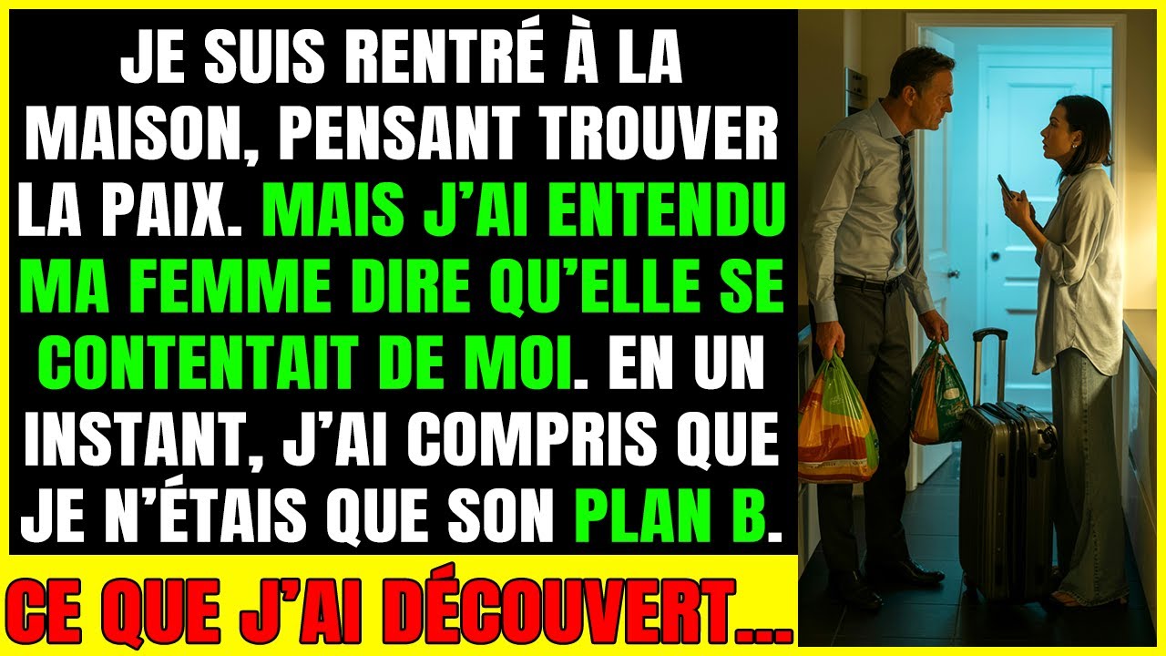 J’ai surpris MA FEMME dire à ses amies : « Je me contente de lui... c’est mon PLAN B »...