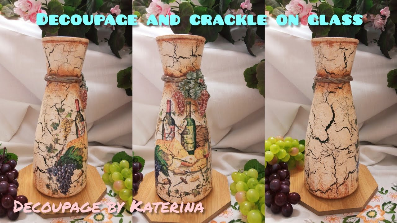 Ντεκουπαζ και κρακελέ σε γυαλί/ Decoupage and crackle on glass