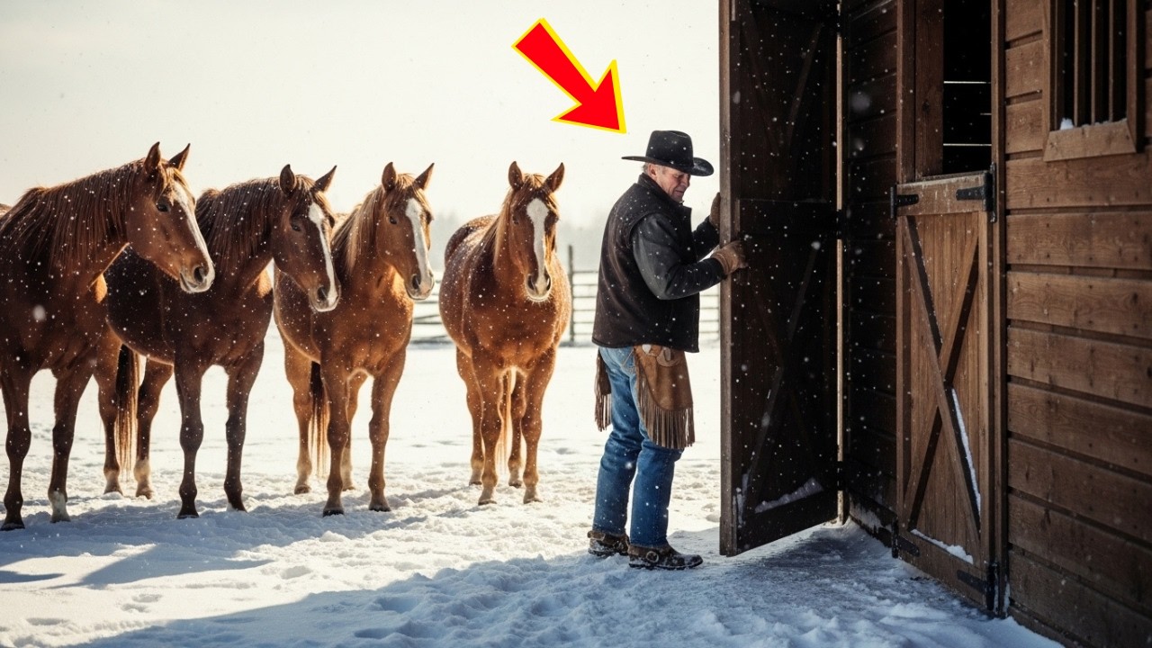 Ein Cowboy öffnete die Tür für sechs erfrierende Pferde — Was sie bei sich trugen, wird Sie zu Trä